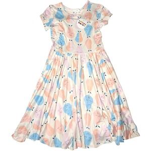 Dot Smile Girls 7 White Happy Pear Cap Sleeve Twirl Dress SOFT Beige NWT